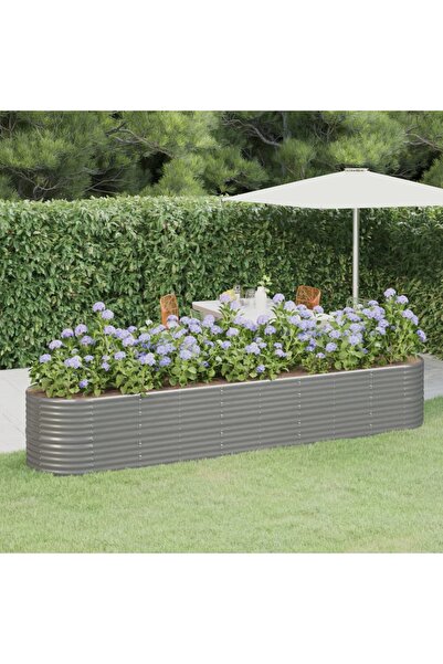 Concept Jardinieră grădină gri 368x80x68 cm oțel vopsit electrostatic