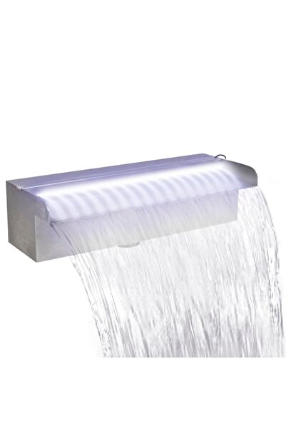 Concept Fântână piscină dreptunghiulară LED-uri 30 cm oțel inoxidabil