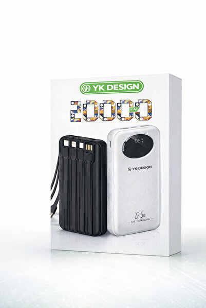 YK Design 20000MAH 22.5W Hızlı Şarj Powerbank – 4’ü 1 Arada Dahili Kablolu 3A...