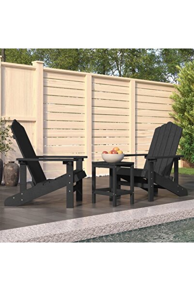 Concept Καρέκλες κήπου Adirondack με τραπέζι, ανθρακί, HDPE