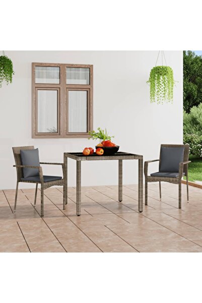 Concept Καρέκλες κήπου με μαξιλάρια, 2 τεμ., γκρι, πολυρατάν