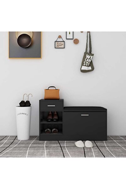 Concept Banchetă pantofar, negru, 94,5x31x57 cm, PAL