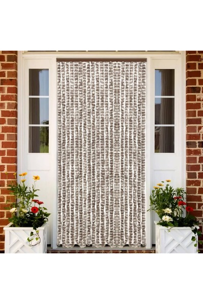 Concept Κουρτίνα εντόμων, γκρι-μπεζ και λευκό, 56 x 185 εκ., Σενίλ