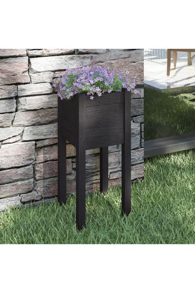 Concept Γλάστρα κήπου, μαύρη, 31x31x70 cm, από μασίφ ξύλο πεύκου