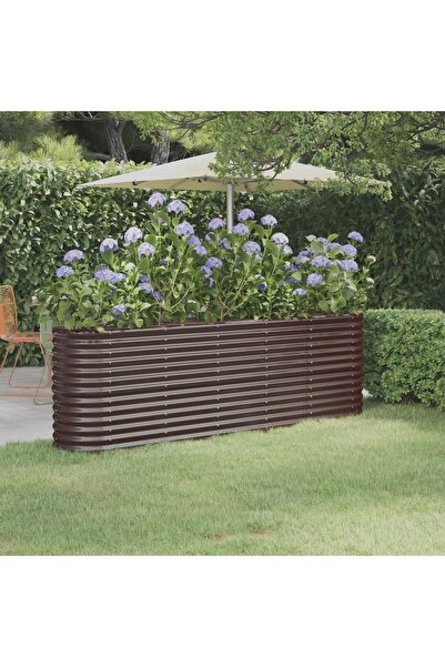 Concept Καφέ γλάστρα κήπου 224x40x68 cm ηλεκτροστατικά βαμμένη από ατσάλι