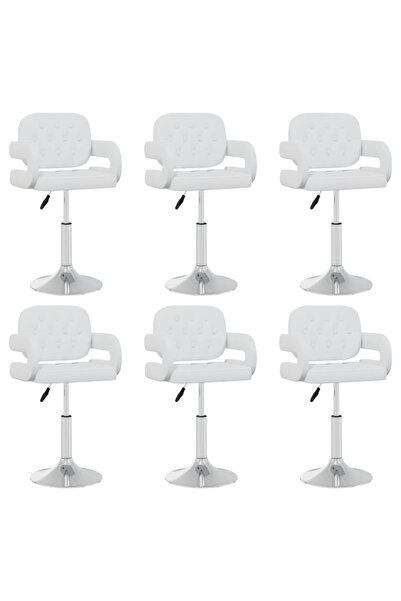 Concept Περιστρεφόμενες καρέκλες τραπεζαρίας, 6 τεμ., λευκές, οικολογικό Δερμ...