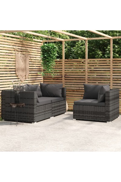 Concept Σετ επίπλων κήπου 3 τεμαχίων με μαξιλάρια, γκρι, πολυρατάν