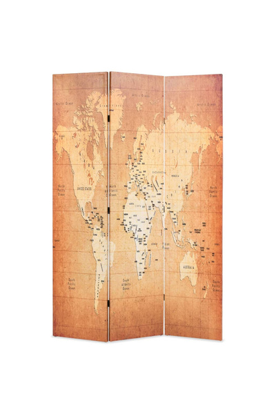 Concept Paravan de cameră pliabil, galben 120 x 170 cm, harta lumii