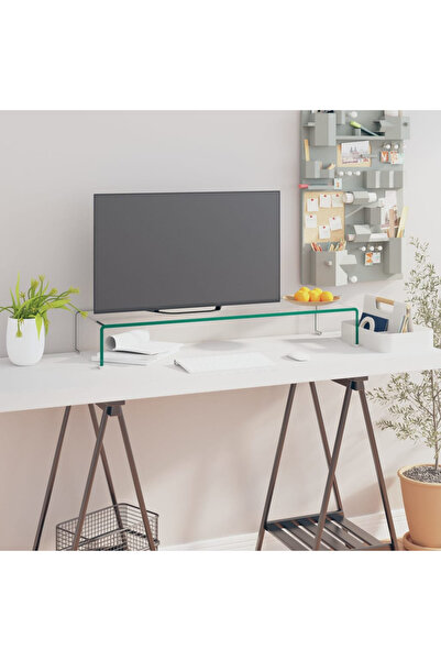 Concept Βάση τηλεόρασης/οθόνης από διαφανές γυαλί 90x30x13 εκ.