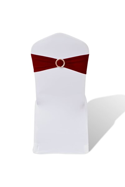 Concept Decorative elastic chair bow, diamond buckle, burgundy, 25 pcs.