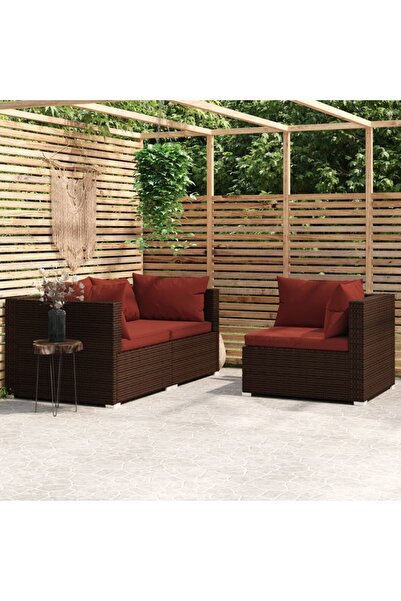 Concept Σετ επίπλων κήπου με μαξιλάρια, 3 τεμάχια, καφέ, πολυρατάν
