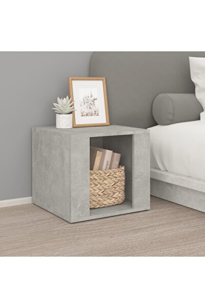 Concept Noptieră, gri beton, 41x40x36 cm, lemn compozit
