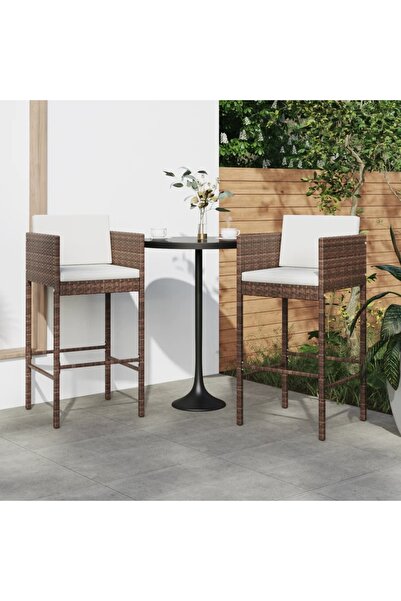 Concept Σκαμπό μπαρ με μαξιλάρια, 2 τεμ., καφέ, πολυρατάν