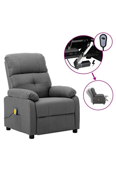 Concept Ηλεκτρική ανακλινόμενη πολυθρόνα μασάζ, ανοιχτό γκρι, ύφασμα