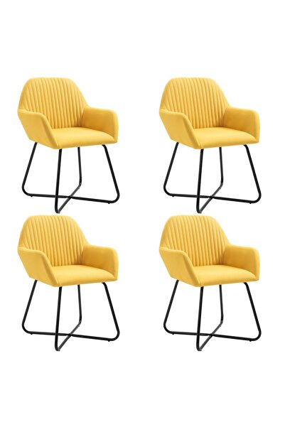 Concept Καρέκλες κουζίνας, 4 τεμ., κίτρινες, υφασμάτινες