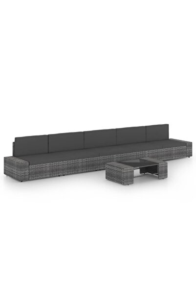 Concept Σετ επίπλων κήπου 6 τεμαχίων με μαξιλάρια, γκρι, πολυρατάν