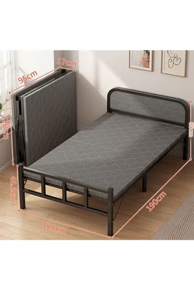 KEKE Portable Foldaway household Simple Bed companion with Ice Silk Matress