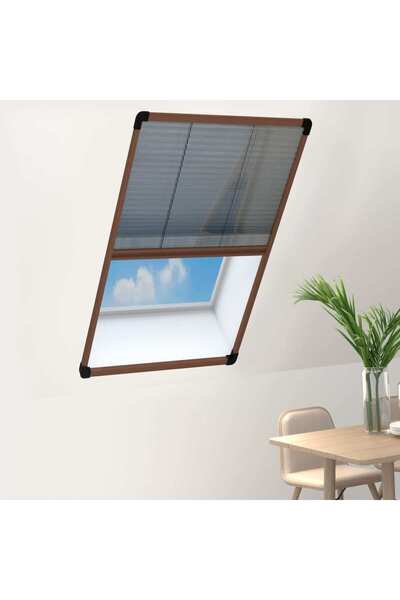 Concept Plasă insecte plisse pentru ferestre, maro, 80x160 cm, aluminiu