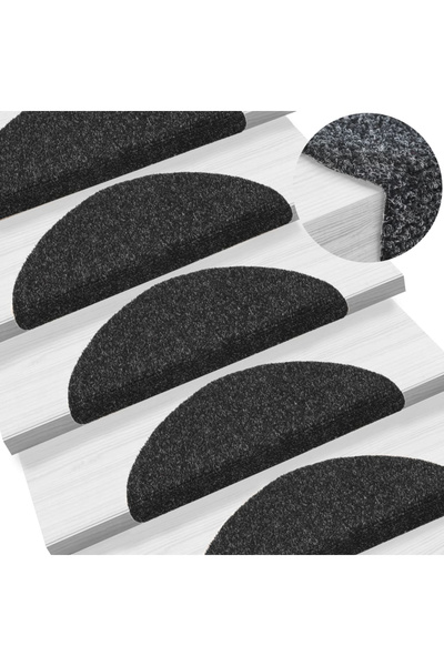 Concept Covorașe autocolante de scări, 15 buc, 56x17x3 cm, negru