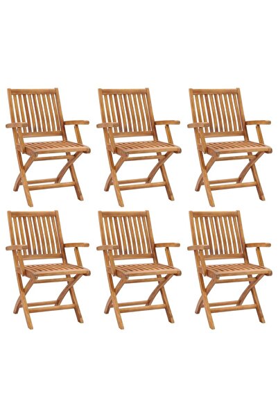 Concept Πτυσσόμενες καρέκλες κήπου, 6 τεμάχια, από μασίφ ξύλο τικ
