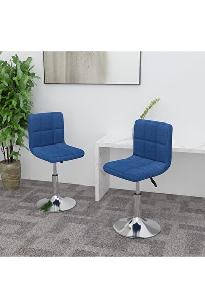 Concept Scaune de bucătărie pivotante, 2 buc., albastru, textil