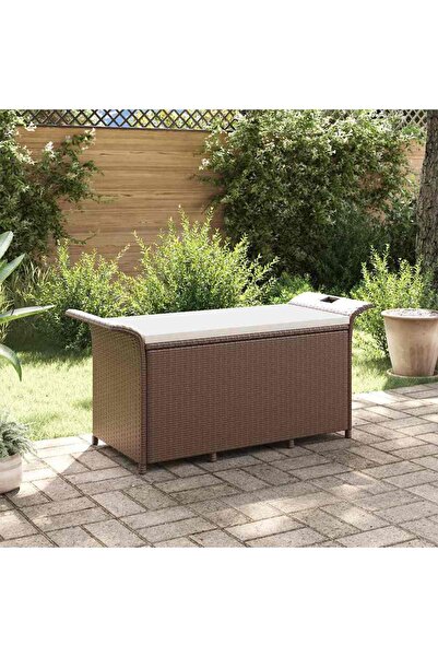 Concept Παγκάκι κήπου με Μαξιλάρι, καφέ, 116x46x57 cm, πολυρατάν