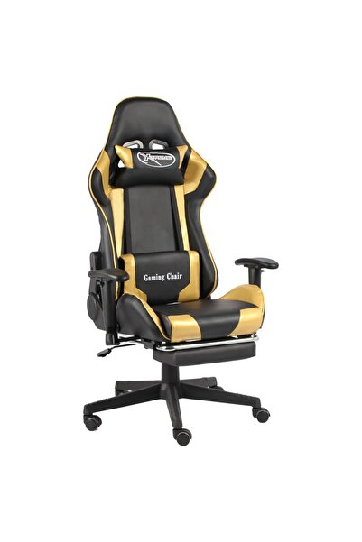 Concept Scaun de jocuri pivotant cu suport de picioare, auriu, PVC