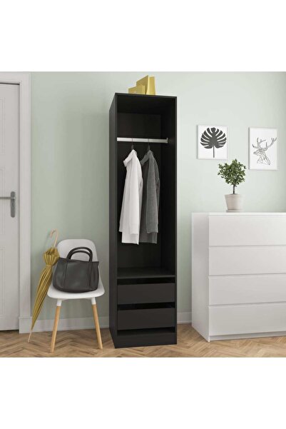 Concept Ντουλάπα με συρτάρια, μαύρη, 50 x 50 x 200 cm, μοριοσανίδα