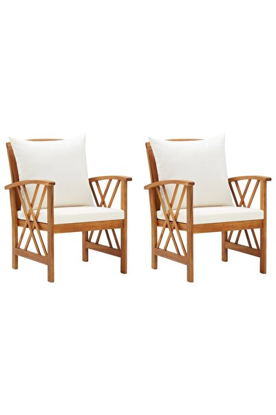 Concept Καρέκλες κήπου με μαξιλάρια, 2 τεμ., από μασίφ ξύλο ακακίας