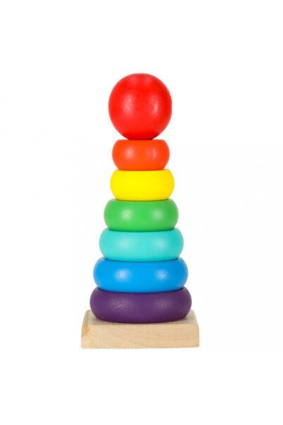Ikonka Turn piramidal de stivuit pentru copii Ikonka, cu piese multicolore di...