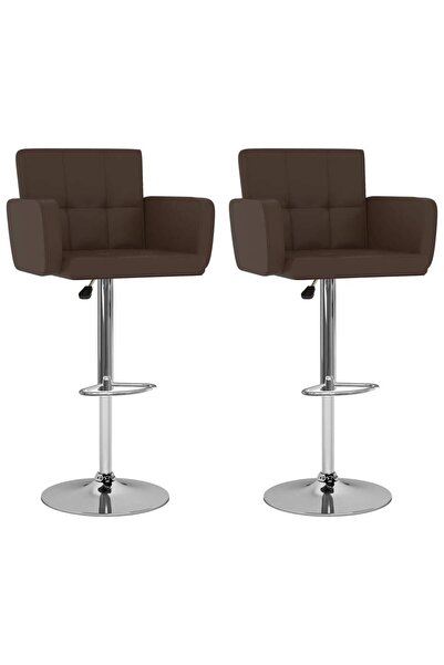 Concept Σκαμπό μπαρ, 2 τεμ., καφέ, οικολογικό Δερμάτινο