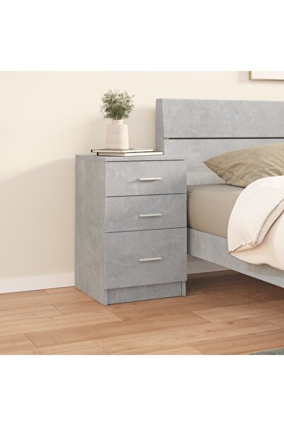 Concept Noptieră, gri beton, 40x40x63 cm, lemn compozit