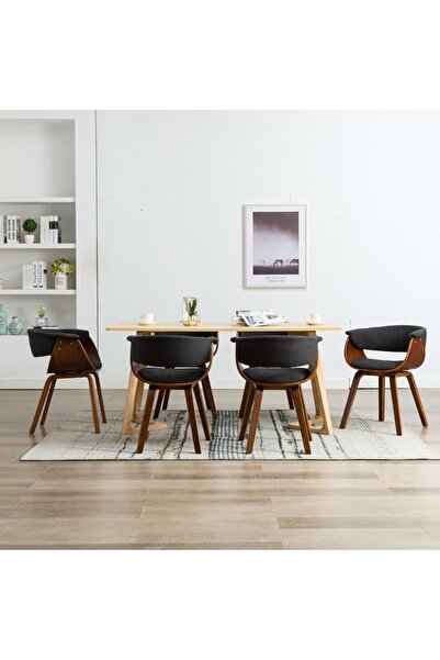 Concept Scaune de bucătărie 6 buc. gri lemn curbat și material textil