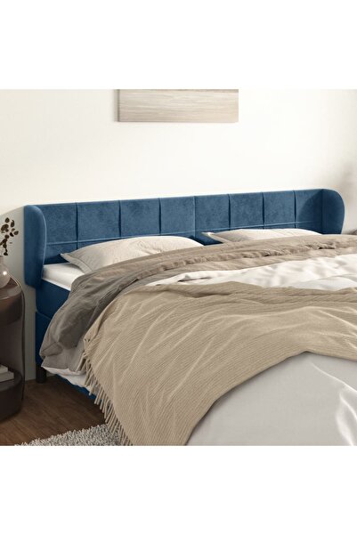 Concept Tăblie pat cu aripioare albastru închis 203x23x78/88 cm catifea