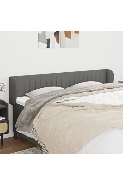 Concept Tăblie de pat cu aripioare gri închis 163x23x78/88 cm textil