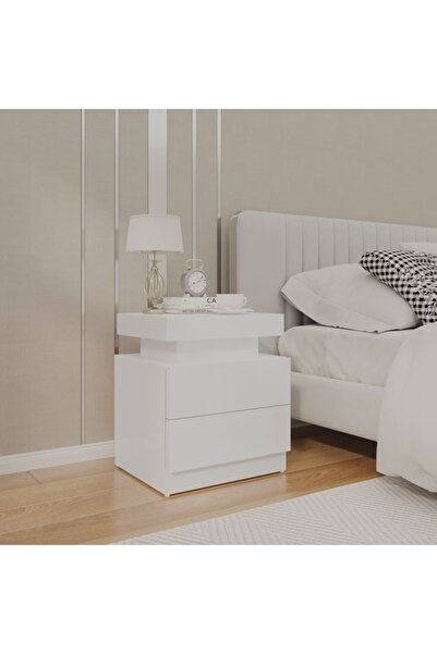 Concept Bedside table, high-gloss white, 45x35x52 cm, chipboard