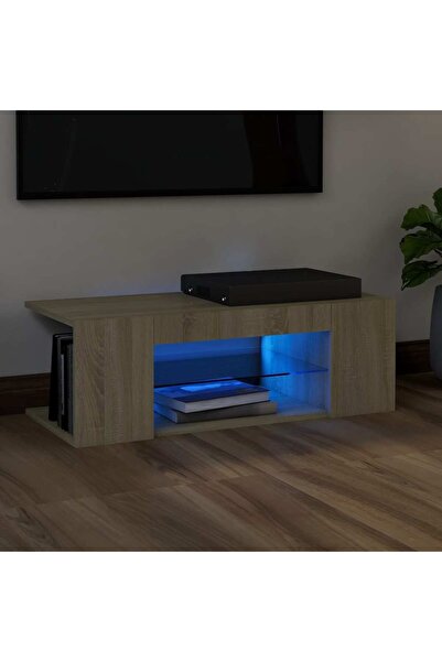 Concept Comodă TV cu lumini LED, stejar Sonoma, 90x39x30 cm