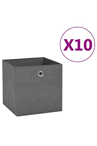 Concept Κουτιά αποθήκευσης, 10 τεμ., γκρι, 28x28x28 cm, μη υφασμένο υλικό