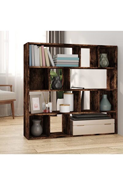 Concept Bibliotecă/Separator de cameră, stejar fumuriu, 105x24x102 cm