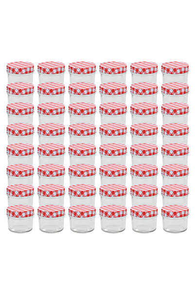 Concept Borcane de sticlă pentru gem capace alb și roșu, 48 buc, 110 ml