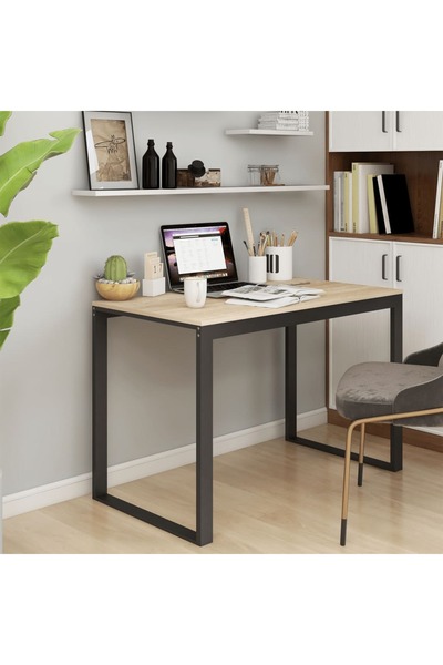 Concept Birou de calculator, negru și stejar, 110x60x73 cm, PAL