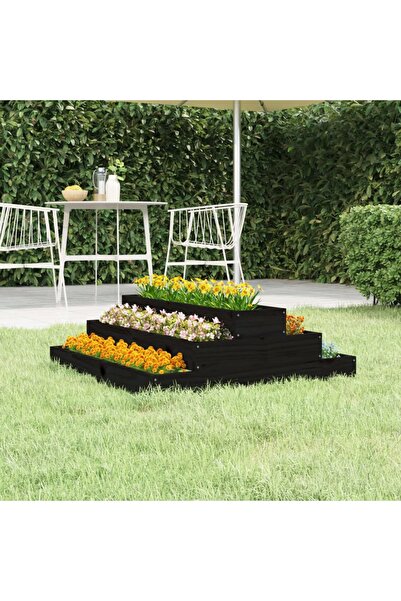 Concept Γλάστρα, μαύρη, 80x80x27 cm, από μασίφ ξύλο πεύκου