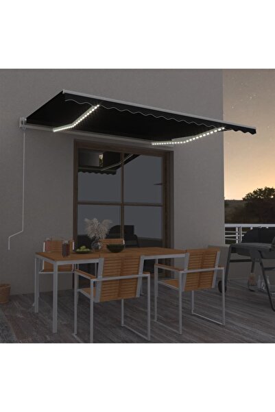 Concept Αυτόματη τέντα με LED και αισθητήρα ανέμου, ανθρακί, 450x350 cm