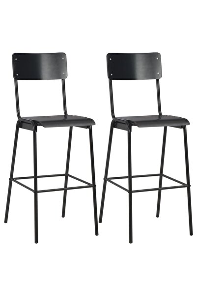 Concept Σκαμπό μπαρ, 2 τεμ., μαύρο, μασίφ κόντρα πλακέ, χάλυβας