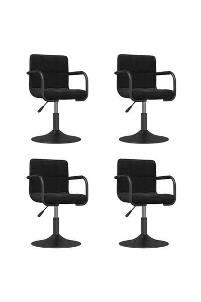 Concept Περιστρεφόμενες καρέκλες τραπεζαρίας, 4 τεμ., μαύρες, Βελούδο