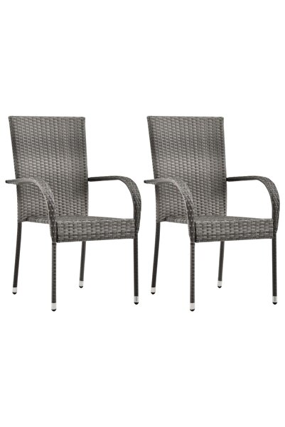 Concept Στοιβαζόμενες καρέκλες κήπου, 2 τεμάχια, γκρι, πολυρατάν