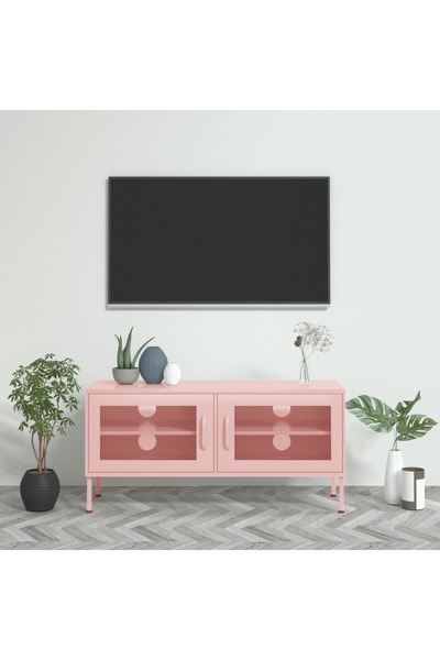 Concept Comodă TV, roz, 105x35x50 cm, oțel