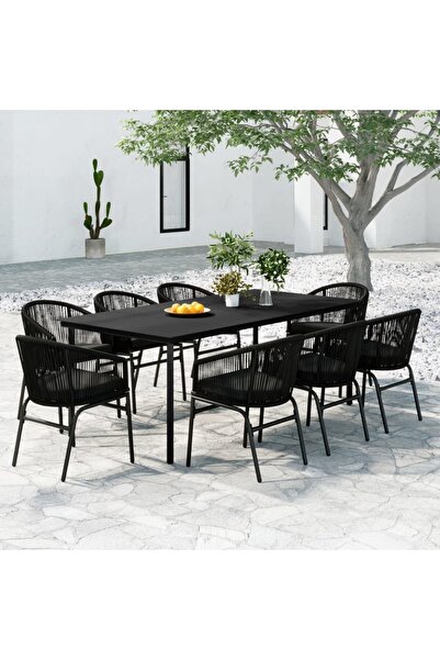 Concept Set mobilier de grădină, 9 piese, negru