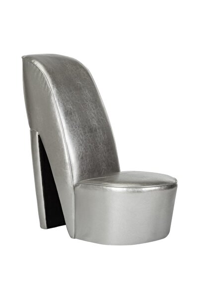 Concept Scaun, design toc înalt, argintiu, piele ecologică