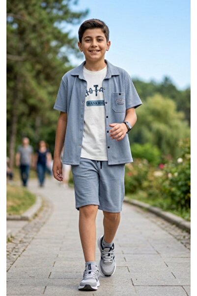 BEGONYA BEBECE KIDS Ανδρικό σετ τριών τεμαχίων: πουκάμισο, μπλουζάκι, σορτς, ...
